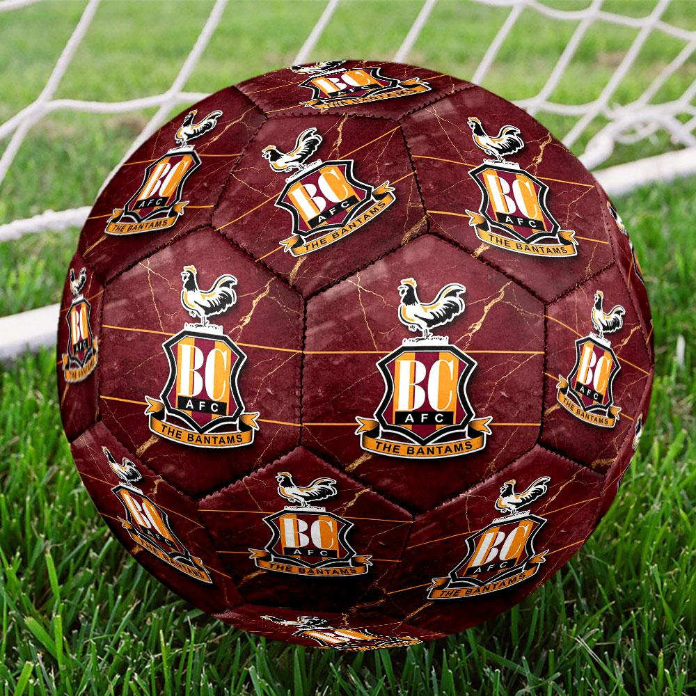 Bradford City AFC Print Size 5 Soccer Ball, Standard Match Football for Sports Game and Team Practice, Ideal Gift for Soccer Fans