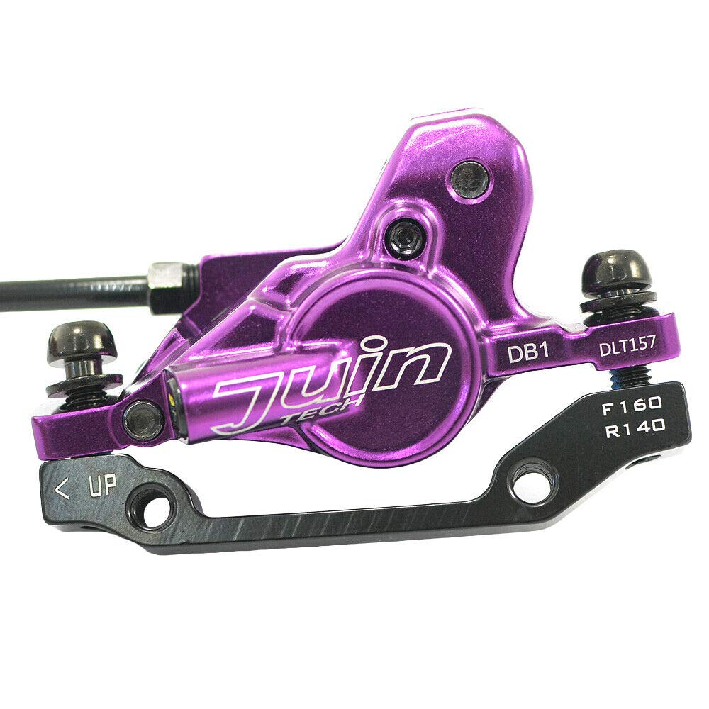 JUIN TECH DB1 MTB Hydraulic Disc Brake JT2268 E-bike Dual-Piston Set(F+R) w/160mm Rotor, Purple,