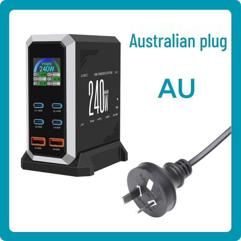 240W GaN Multi-Port USB Fast Charger with Dynamic Display