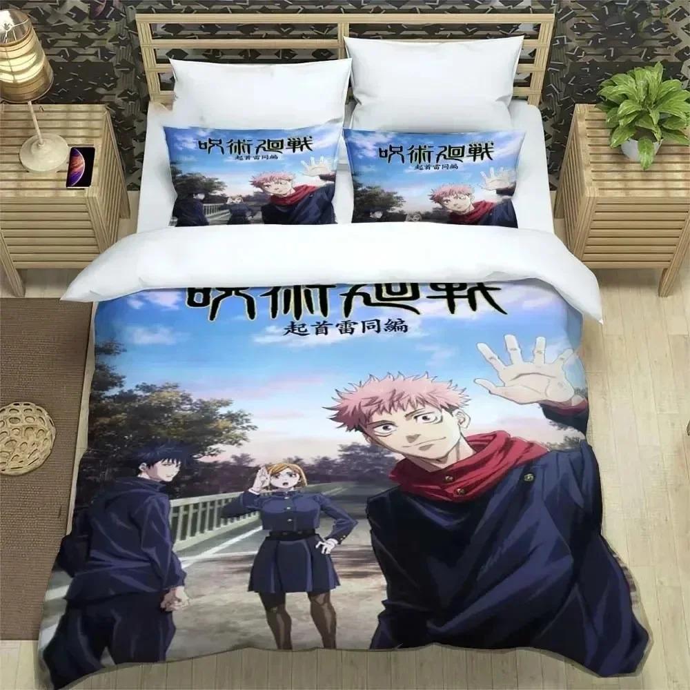 Imprimare 3D Jujutsu Kaisen Anime Set de Lenjerie de Pat Băieți Fete Twin Queen King Size Husă de Plapumă Față de Pernă Pat băieți Adult
