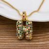 Nidin Fashion Luxury 26 Letters Copper Zircon Pendant Necklace for Women Rainbow Initials Name Necklace Wedding Party Jewelry