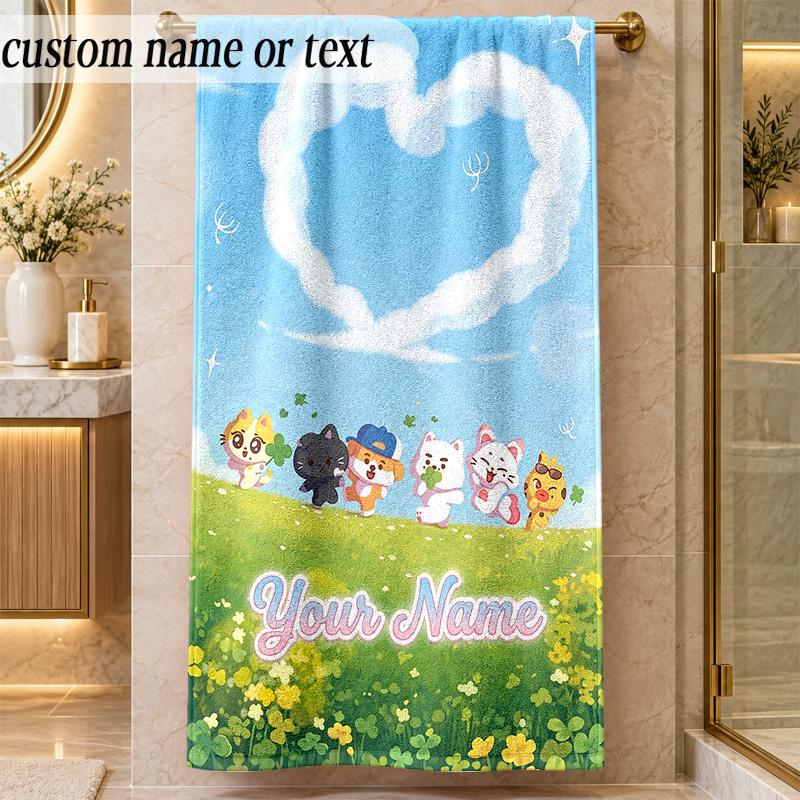 Beach TowelENHYPEN Custom Name Text Personalized Soft Towel for Beach Pool Indoor Home Decor Gift