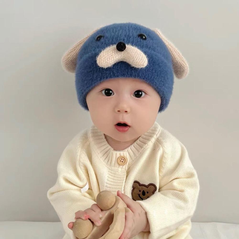 

Knitted Bonnet Wool Pullover Hat New Baby Hat синий