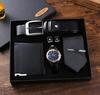 Luxury Gift Set: Belt, Wallet, Tie, Large Dial Quartz Watch (Random Cufflinks & Tie)