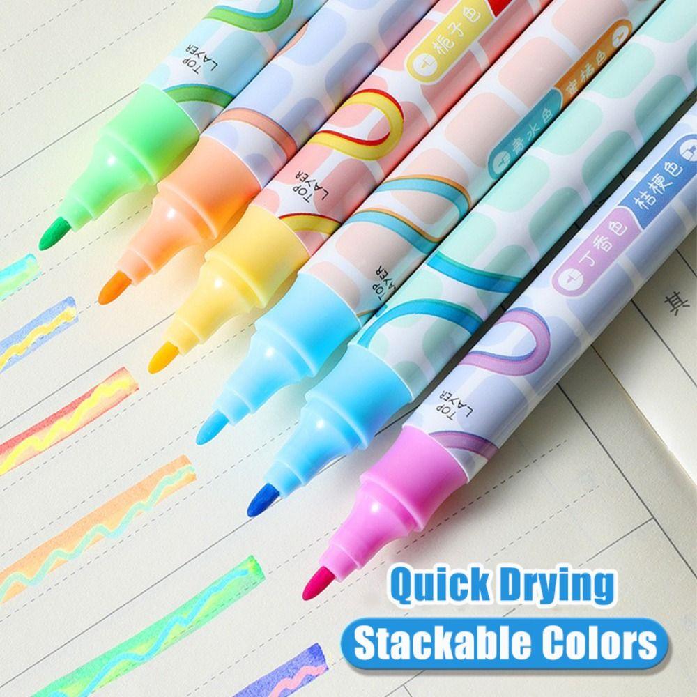 Double-ended Magic Color-changing Highlighter Double-color Stackable Fluorescent Pen  Student