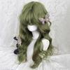 Long Wavy Cosplay Green Wig for Women Heat Resistant Ponytail Lolita Synthetic Halloween Anime Wigs Natural Hair Party