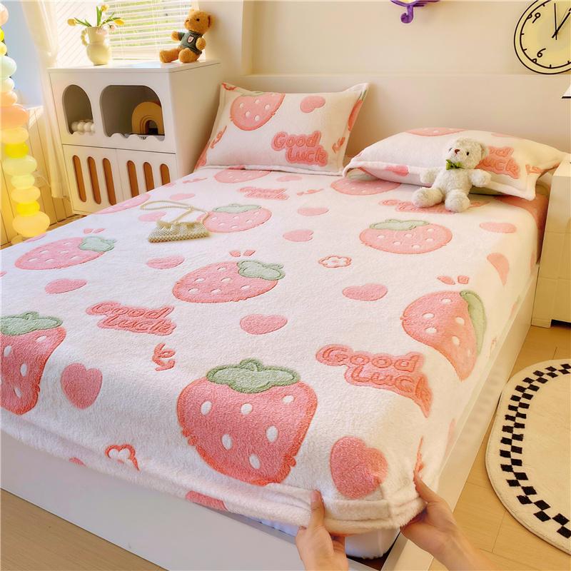 1pc Warm Bed Sheets for Winter Thick Flannel Fleece Fitted Bed Sheets Reactive Printed Drap De Lit Single/Queen/King Drap Housse