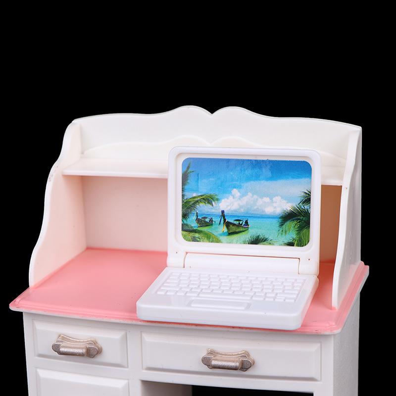 Doll Play Dollhouse Furniture Desk+Lamp+Laptop+Chair Accessories For 1/6 Doll