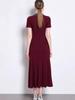 In Stock: S Brand 026 Summer French Women's Short Sleeve Elegant Knit Long Dress