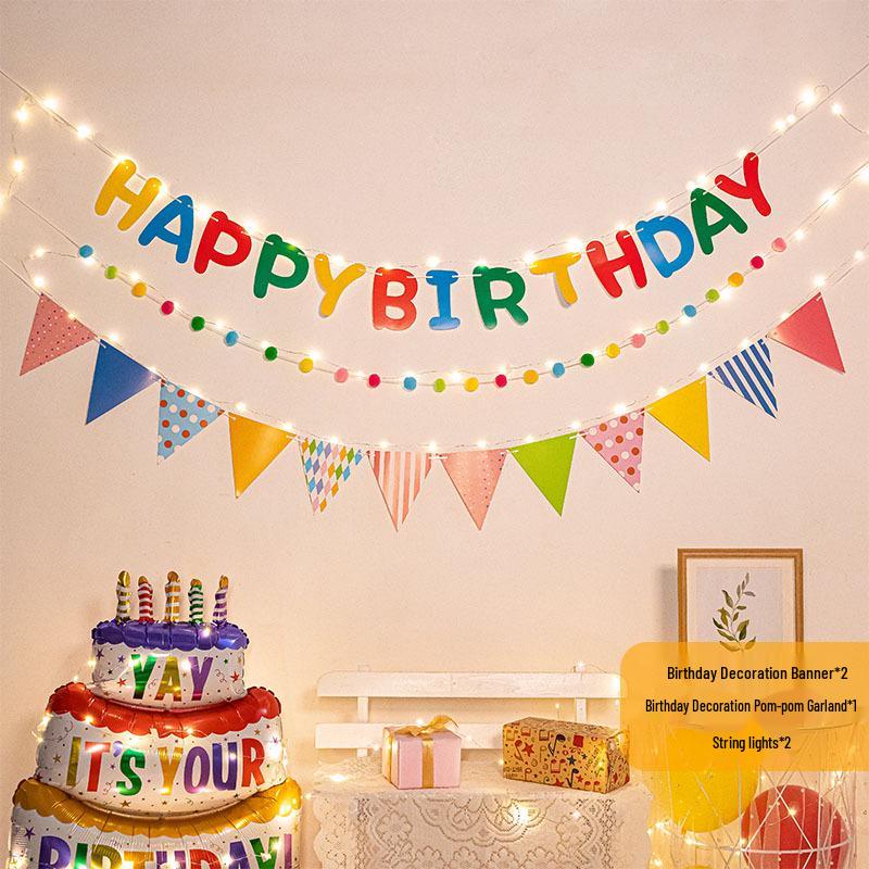 First Birthday Pom-Pom Bunting & Photo Banner for Boys and Girls