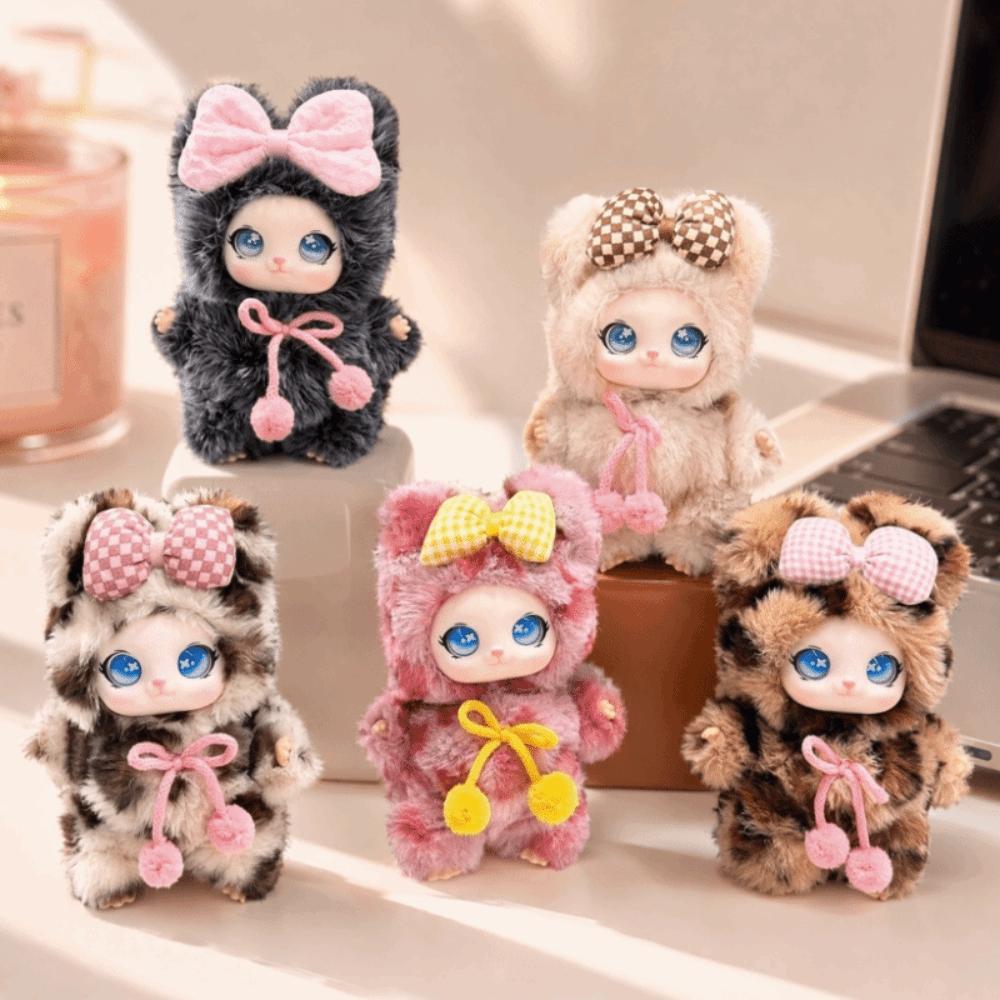 Plush Material Vinyl Face Doll Pendant Cute Design Rabbit Cat Plush Doll Birthday Xmas Gift