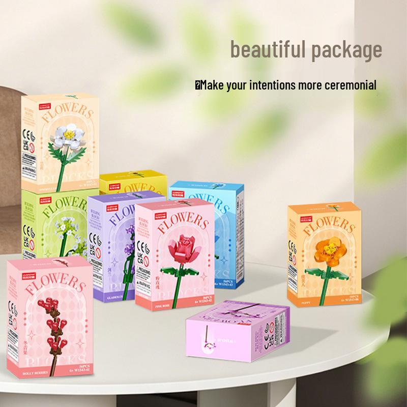 Lele Brothers Fresh Flowers Building Blocks Puzzle Toy for Girls