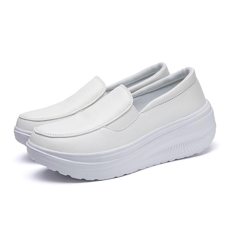 

Women s White Wedge Platform Sports Nurse Shoes with Thick MD Soles 40