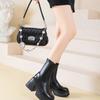 Fashion 10CM High Platform Thick Heels Women Sexy Mature Nightclub Ankle Boots Ladies Split Leather Woman Fashion Shoes Booties