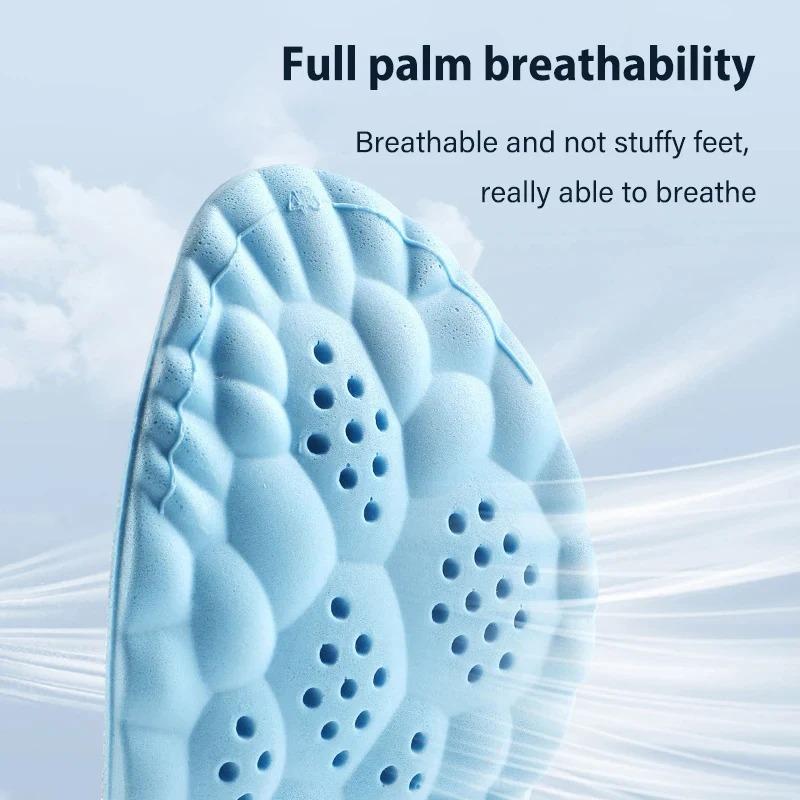 4D Cloud Technology Shock Absorbing Sport Insoles Breathable Sweat Absorbent Massage Arch Support Inserts Barefoot