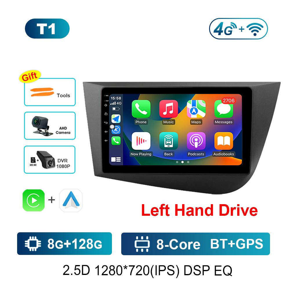 9 Inch Left Hand Drive GPS Navigation Android OS for Seat Leon 2 2005 - 2012 4G DSP Stereo Car Radio Multimedia Player WiFi BT