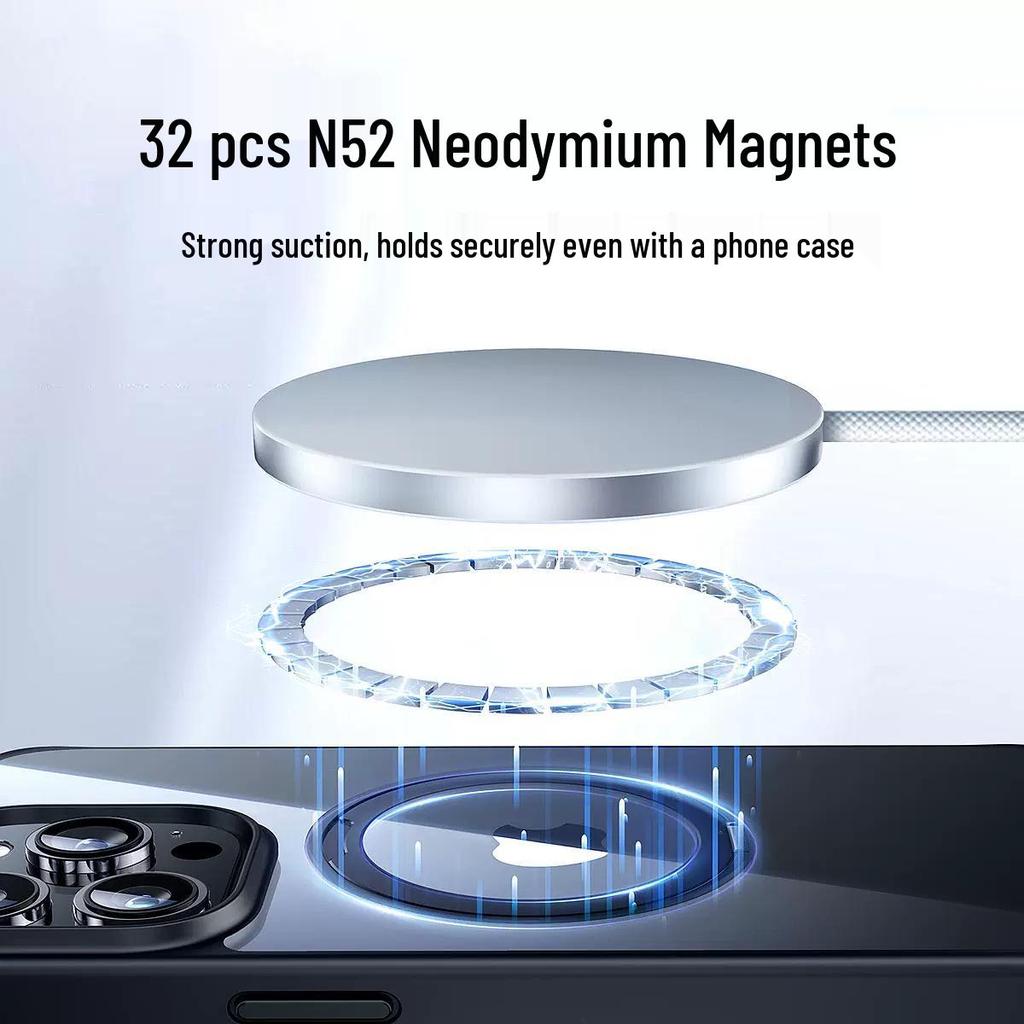 25W Magnetic Fast Charging Qi2.2 Wireless Charger, Slim & Cool, Compatible with Apple Phones 12-17.