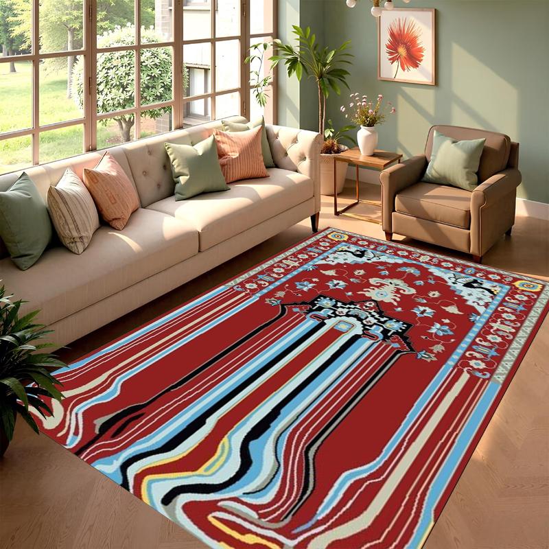 

Vintage Persian Wavy Stripe Print Non-Slip Area Rug Washable Absorbent Living Room Rug for Home Bedroom Kitchen Bathroom Decor 40X60CM
