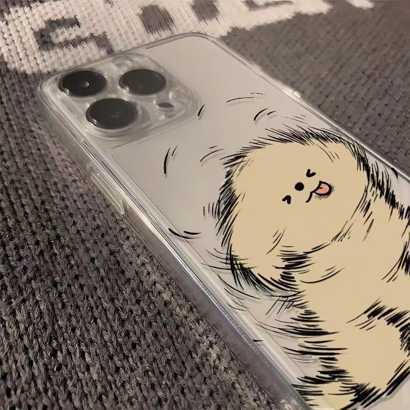 Cute Cartoon Puppy Shockproof Transparent Case For iPhone 16 15 14 13 12 11 Pro Max X Xs XR Max Couple Phone Case Bumper Cover