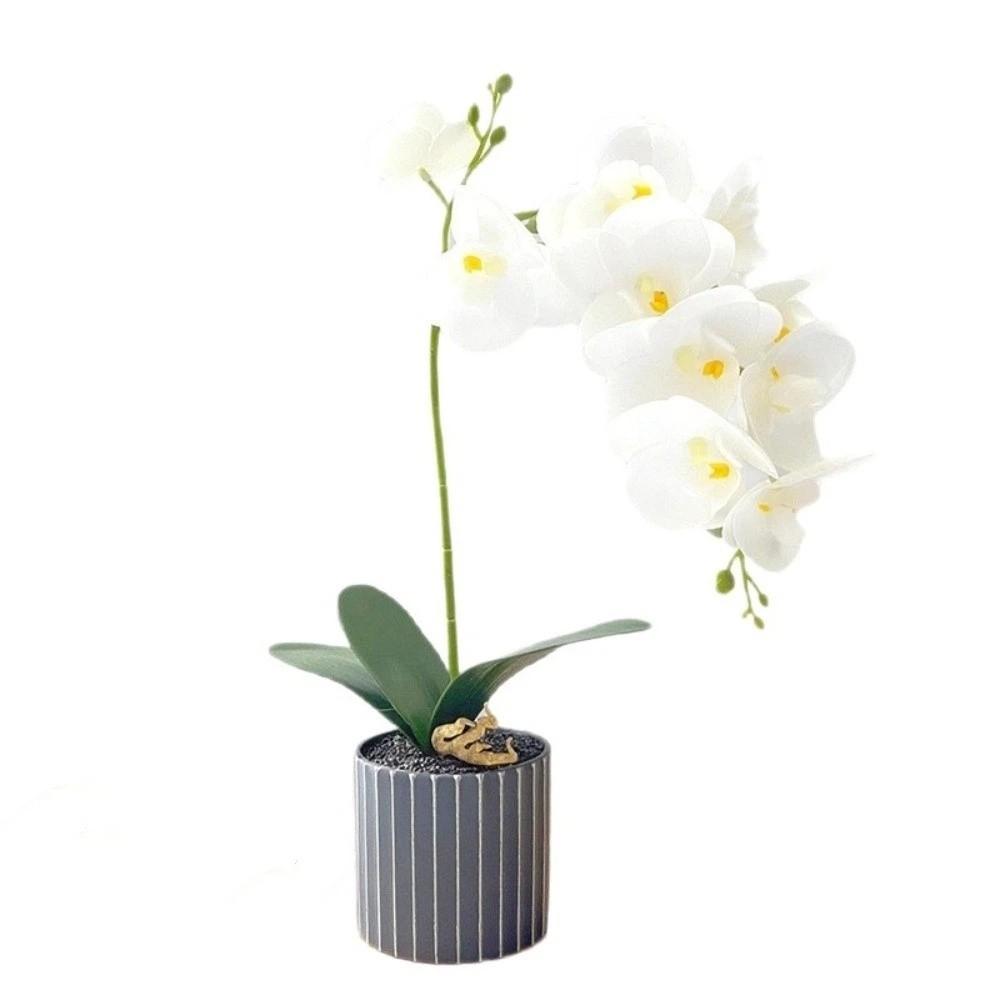 Flower Pot Artificial Orchid Bonsai Multi-Bloom Artificial Faux Plants Home Decor