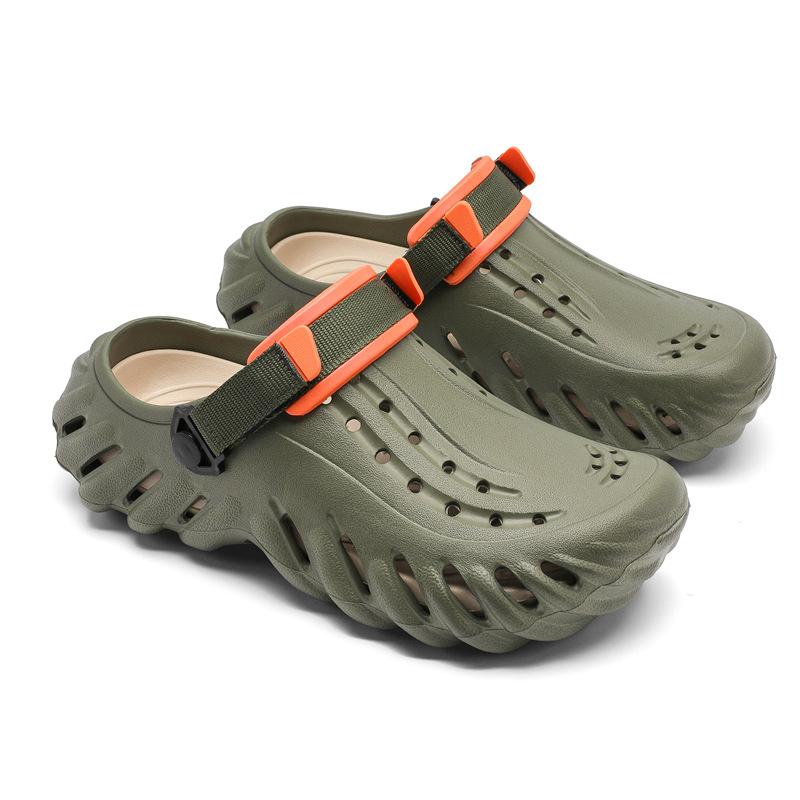 

3819 new hole shoes men s thick soles summer wear non-slip breathable bag head EVA sandals 45 армія зелений колір