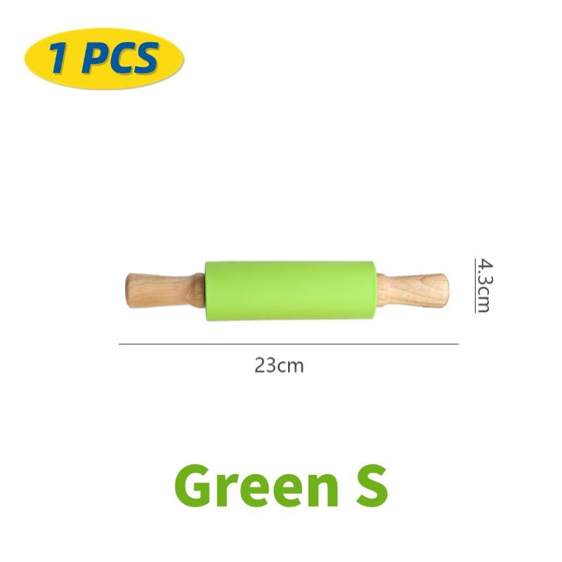1/4Pcs Non-Stick Silicone Rolling Pin Wooden Handle Pastry Dough Flour Roller Kitchen Cooking Kid Baking Tool For Pasta Dough