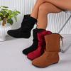 Autumn and winter new velvet medium boots inner heel-increasing thin cotton boots warm sleeve flat bottom