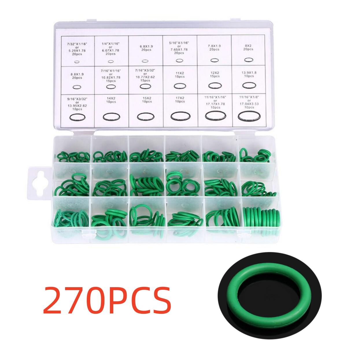 thumbnail image 2 of Car O Rings A/C System Seal Gasket Washer Rubber Kit 18 Sizes O-Ring Green 270PC 2 of 10