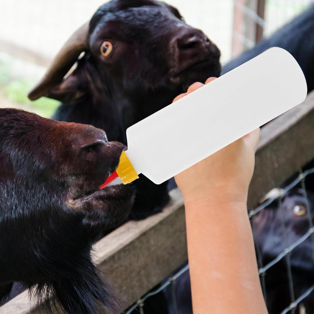 Yardwe 5 Sets 400ml Plastic Goat Nipple and Bottle Kit for Feeding Baby Goats, Lambs, Puppies - Small Animal Milk Bottle with Scale