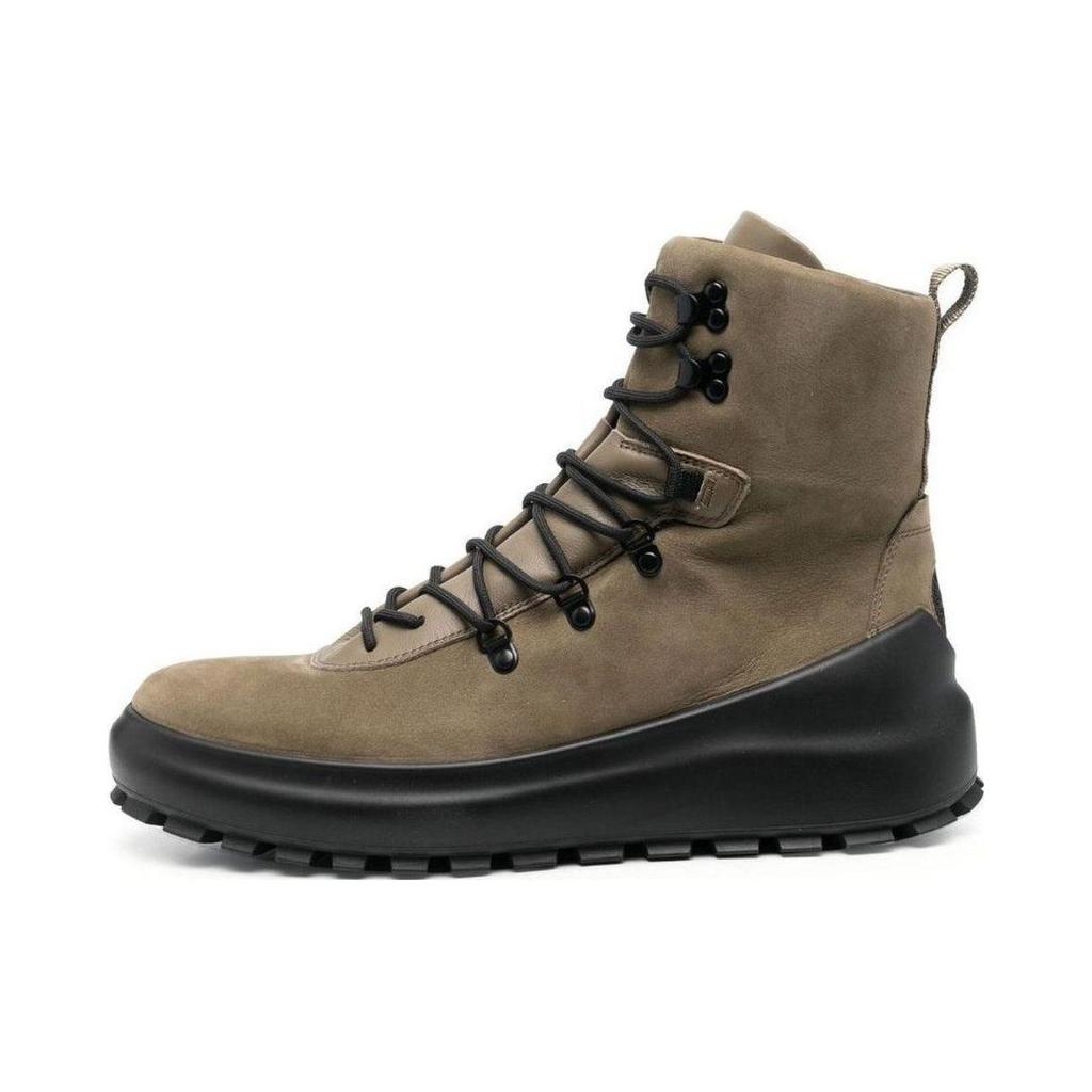 Stone Island Suede Leather Round Toe Lace-Up Chunky Ankle Boots Men boots Brown 77FWS0404V0054