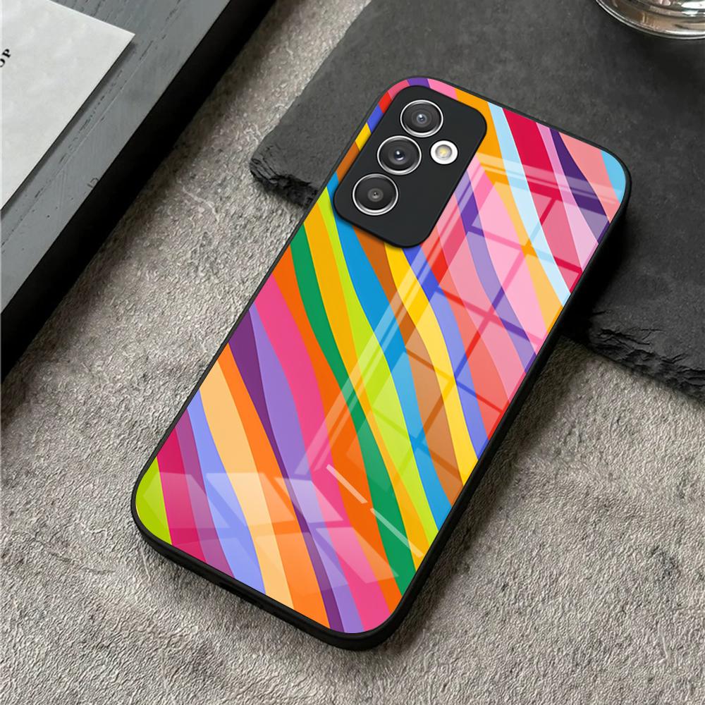 Colorful Rainbow Stripe Phone Case For S25 Ultra Samsung S26 S23 S24 Plus S22 S20 S21 Fe A54 A34 A53 A16 Glass Cover