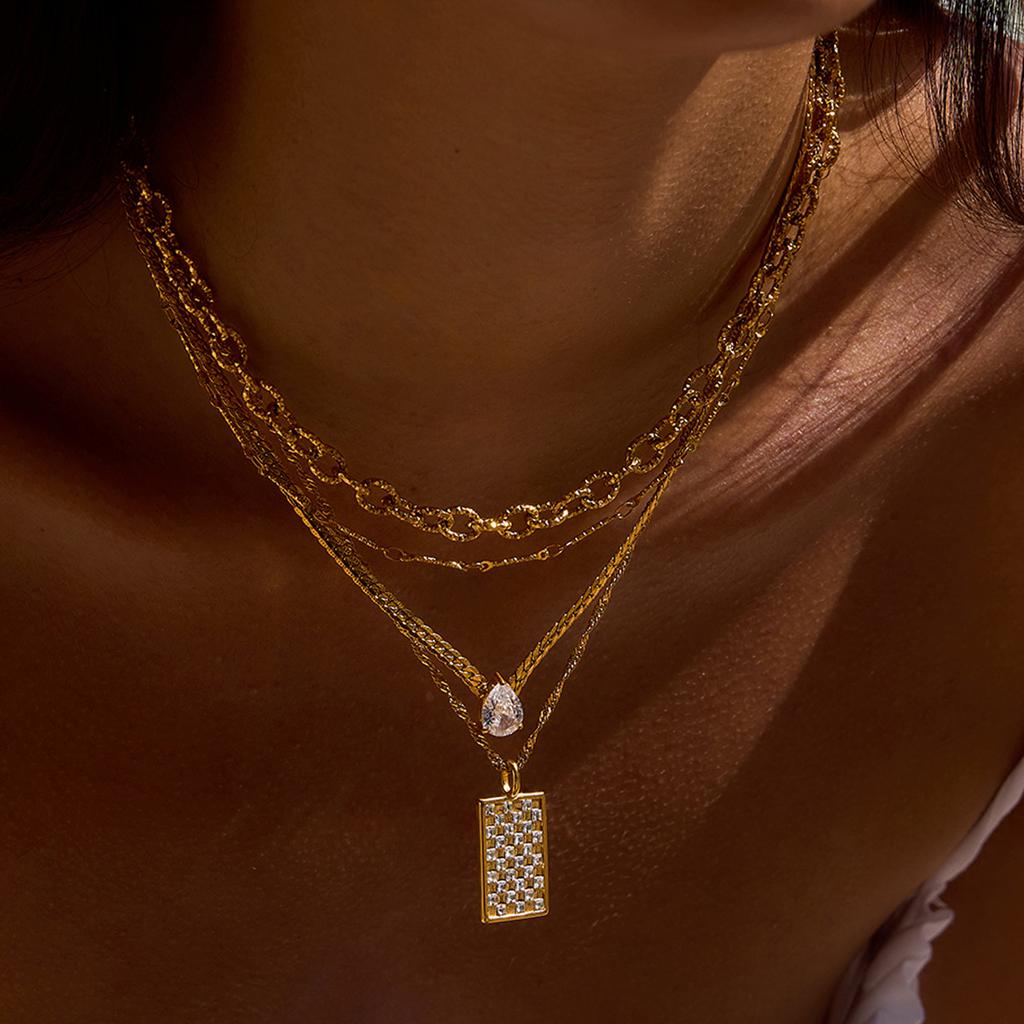 European and American rhinestone titanium steel necklace jewelry does not fade stainless steel explosion