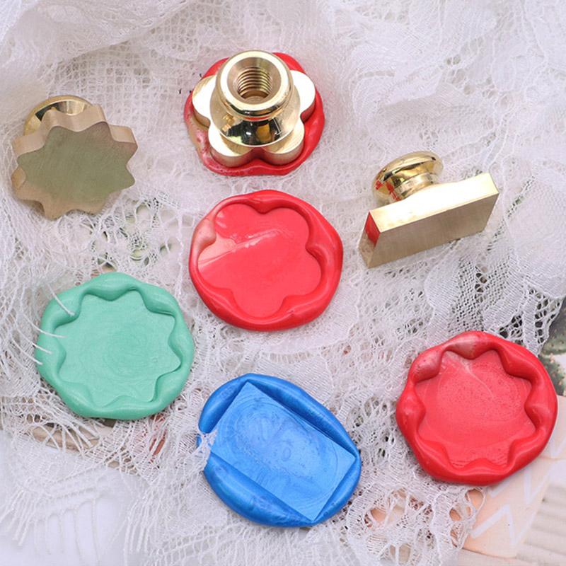 Blank Wax Seal Fire Lacquer Seal Copper Head Round Heart Shape Sealing Wax Stamps for Scrapbooking Invitation Greeting Card Seal