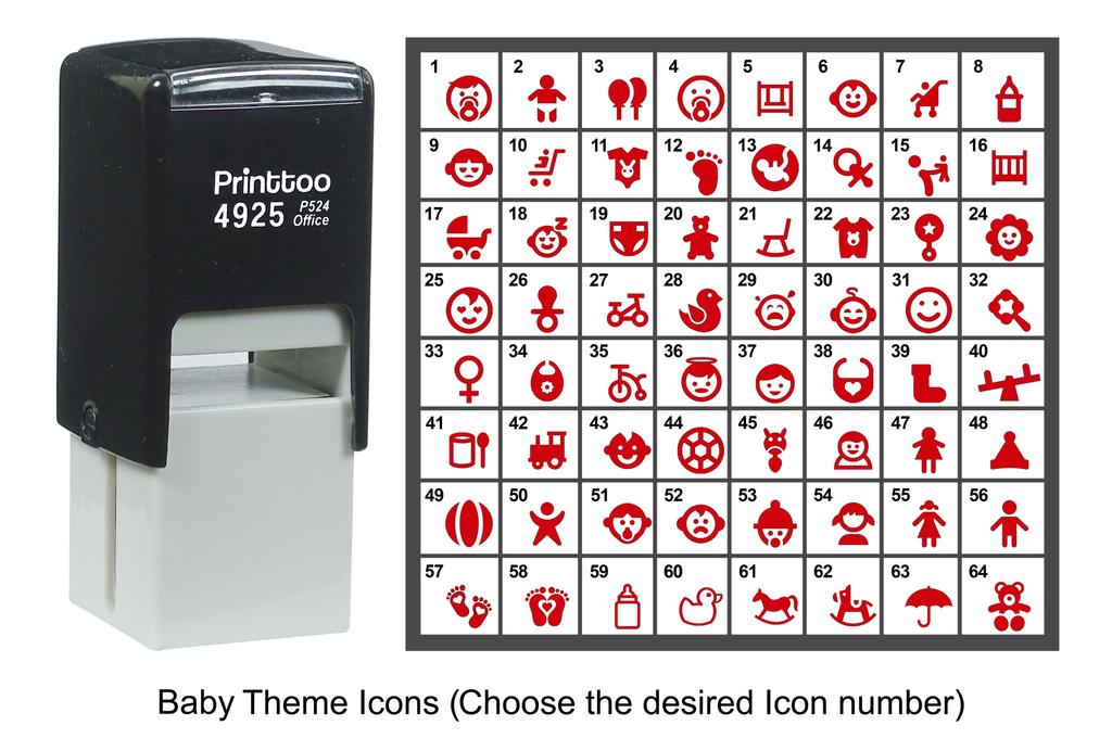 Printtoo Baby Theme Icons Rubber Stamp Self Inking Stamper 24 Mm