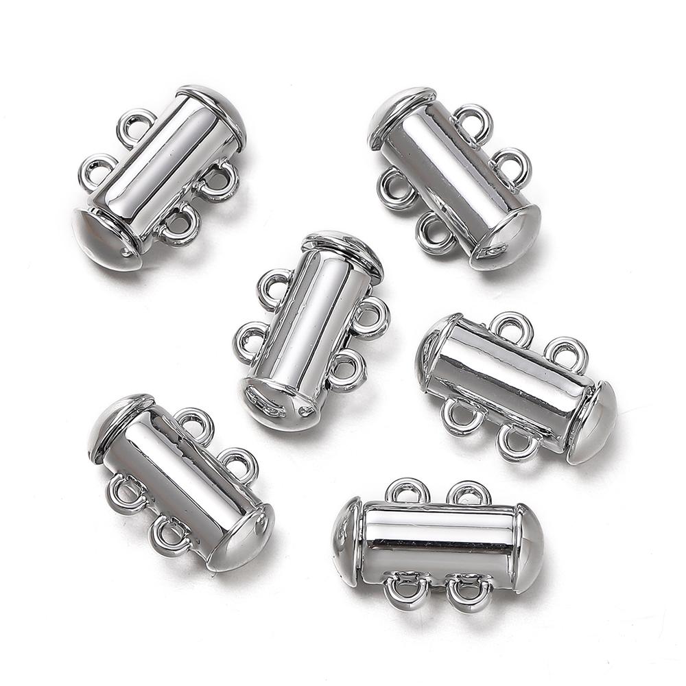 5pcs/Lot 2~6 Strands Alloy Slide Tube Lock Clasps Connector for DIY Multi-Strand Layering Necklace Bracelet Jewelry Making