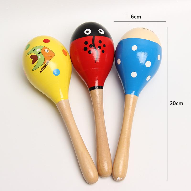 20cm Wooden Baby Grasping Maraca: Educational Sound Toy & Hand-Shaking Instrument for Grasping Training.