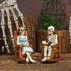 2pcs Skeleton Couple Statue,Resin Skeleton Figurines Sitting On Chair,Resin Skeleton Decoration For Table Centerpeice Decor