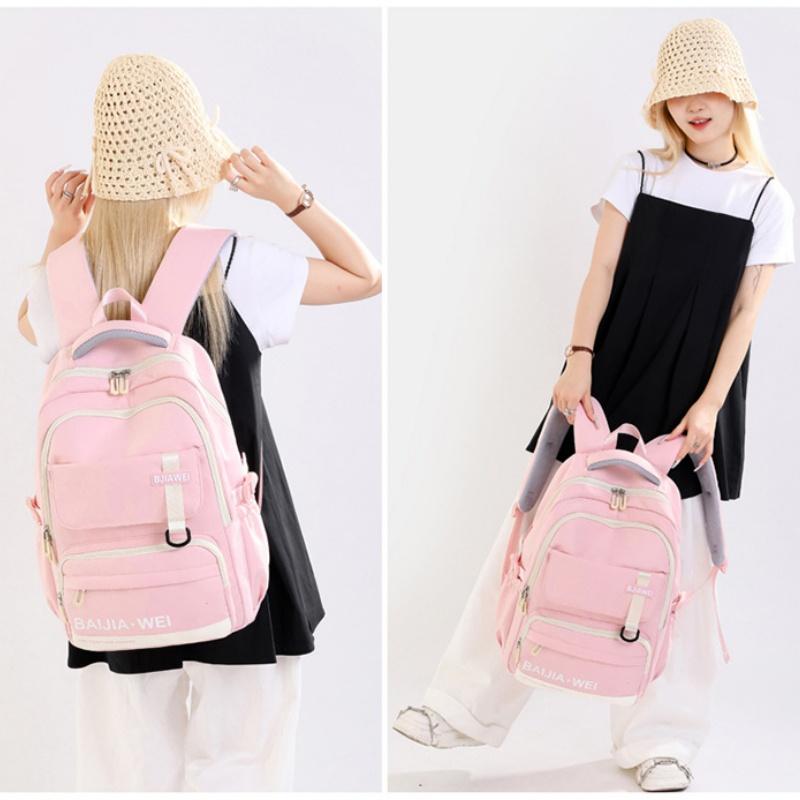 BAIJIAWEI 2024 Summer New Schoolbag High Quality Nylon Waterproof Junior High School Book Bag Lightweight Big Capacity College Student Travel Backpack