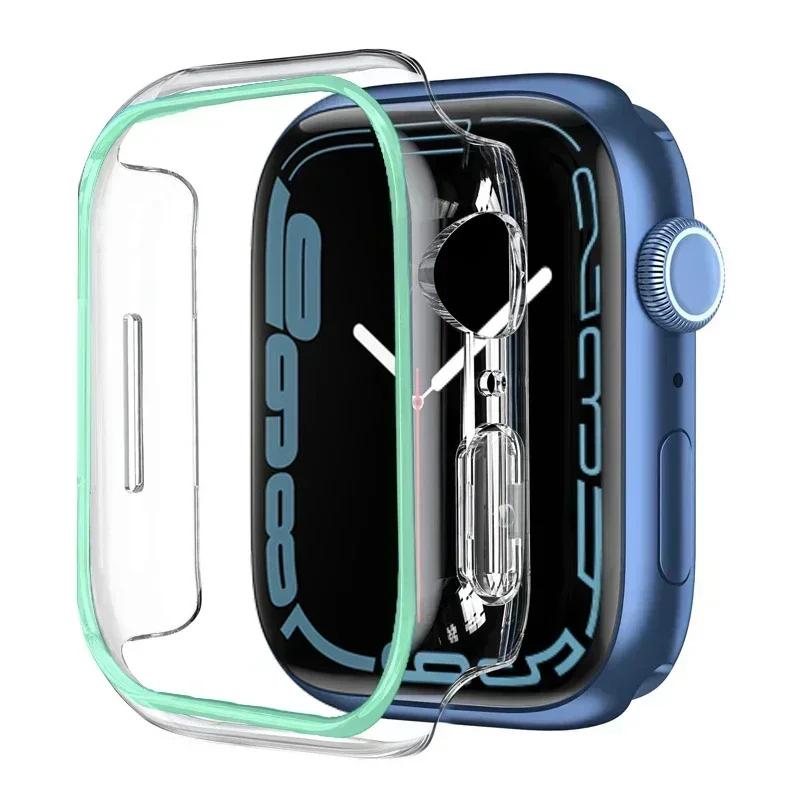 Luminous Cover for Apple Watch Case Ultra 49mm 45mm 44mm 41mm 40mm Hard PC Bumper Protective Frame iWatch 98 7 6 5 SE Accessorie