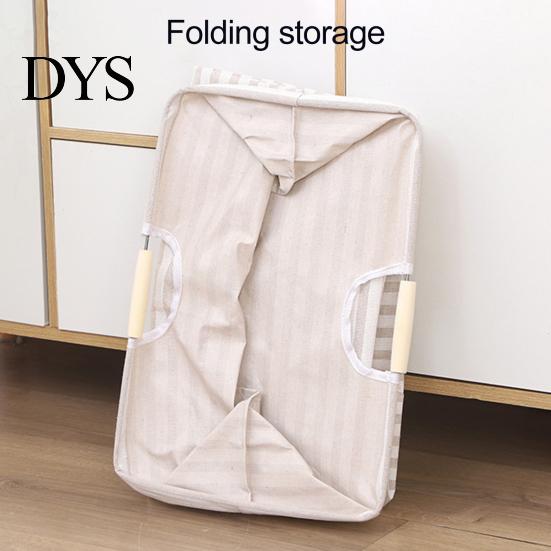 Easy Clean Laundry Hamper Basket with Wooden Handles, Cotton And Linen Large Portable Dirty Clothes Container Basket, Storage Space Saving Foldable
