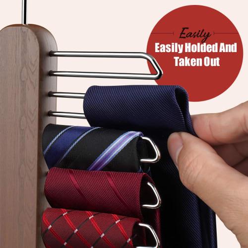 Uinicor Tie Hanger, Closet Tie Organizer with 20 Tie Storage Capacity, Wooden Tie Organizer, Tie Holder, 360 Rotating Accessory Organizer for Ties, B