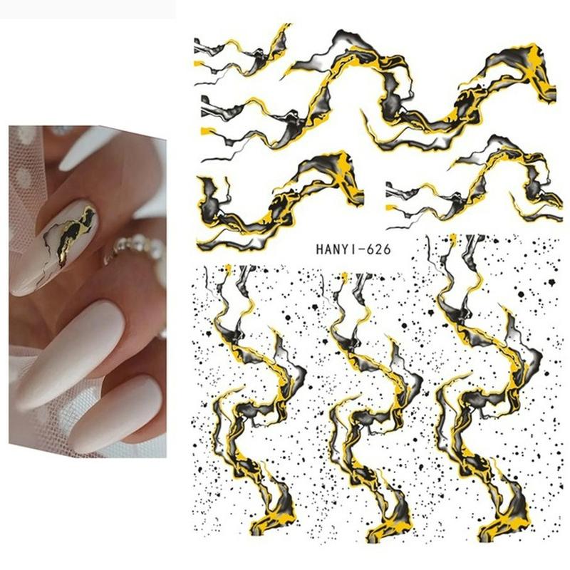 Zurück Kleber Aufkleber 3D Nagel Aufkleber Schwarz Weiß Geometrische Zeichnungen Designs Nagel Aufkleber Dekoration Für Nail Art Schönheit