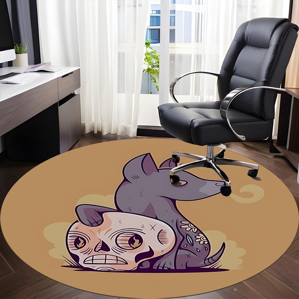 1pc Sugar Skulls Office Round Area Rug, Mat Suitable For Office, Under Office Chairs Bedroom Living Room Home Decor, Room Deco