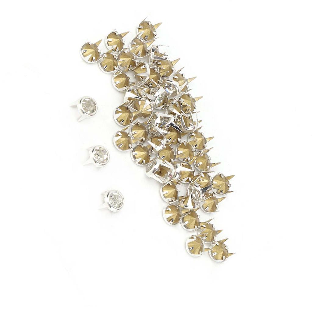 50PCS 7mm DIY Silver Round Claw A Grade Crystal Rhinestones for Crafts and Decoration