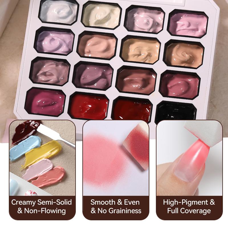 UR SUGAR 4 en 1 16 Couleurs Gel Pat Peinture Pour Dégradé Tamponnage Dessin Motif Palette de Gel Pat Pat Painting UV/LED
