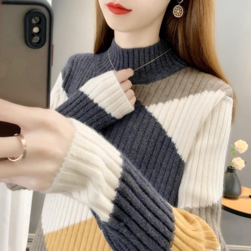 Women's Thick Warm Sweater - Autumn/Winter 2025 High Neck Loose Knit Pullover