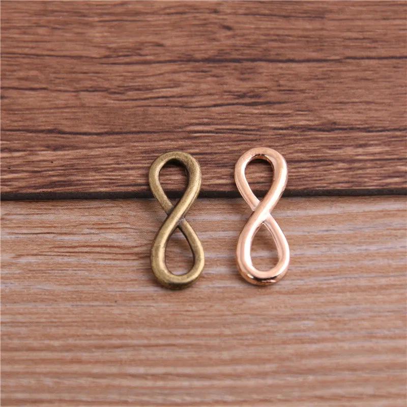 Infinity Connector Charm for DIY Braided Bracelets, 23*8mm Zinc Alloy, 3 Colors