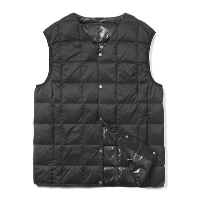 TAION Daunenknopf Innenweste Herren V-Ausschnitt, TAION-001 (Schwarz, XL)