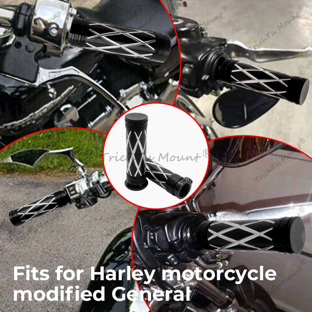 Motorcycle CNC Aluminum Handlebar Grips 1" 25mm Rubber Hand Grips 1Pair Fit For Harley 2002-2017 VRSC 1996-Later XL 2008-2013 XR