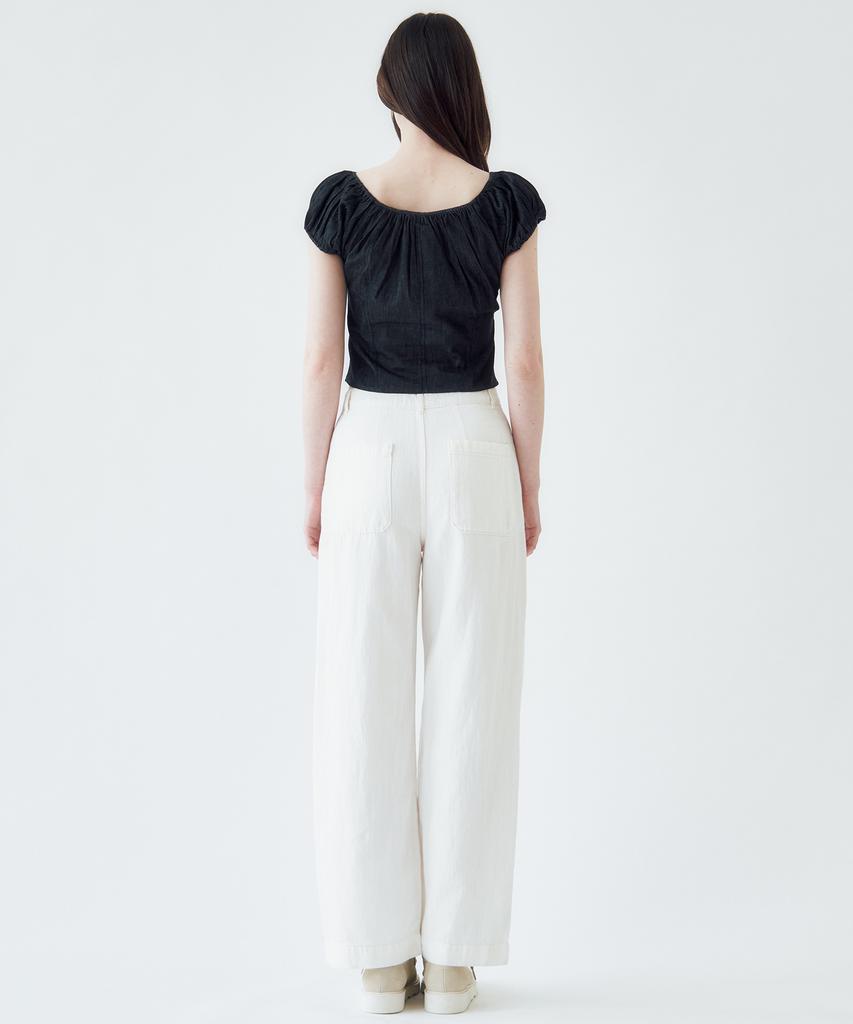 PLAC WOMEN Wide Linen Pants M36 White